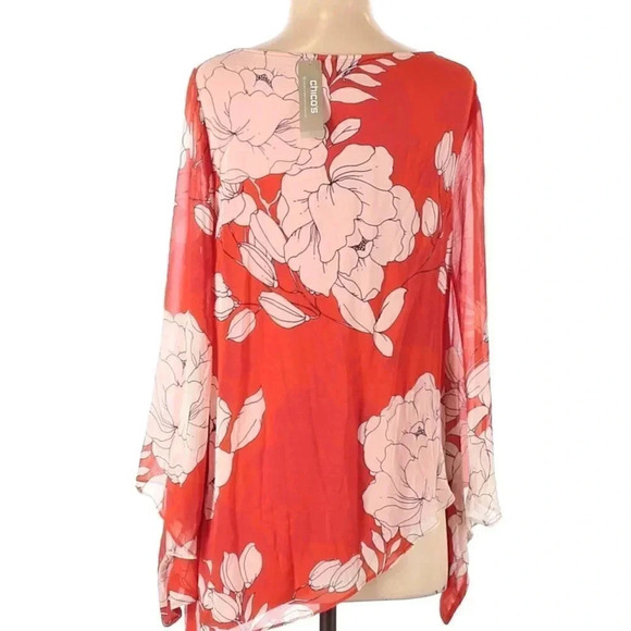 CHICO'S Asymmetrical Contemporary Floral Tunic Top - Picture 2 of 10